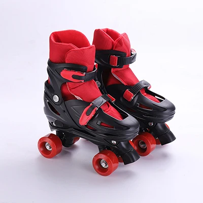 1 пара Прекрасные Дети Подростки двойная линия Quad параллельные коньки обувь ботинки 4 колеса противоударный с тормозом стабильная - Цвет: Red S EUR29-33