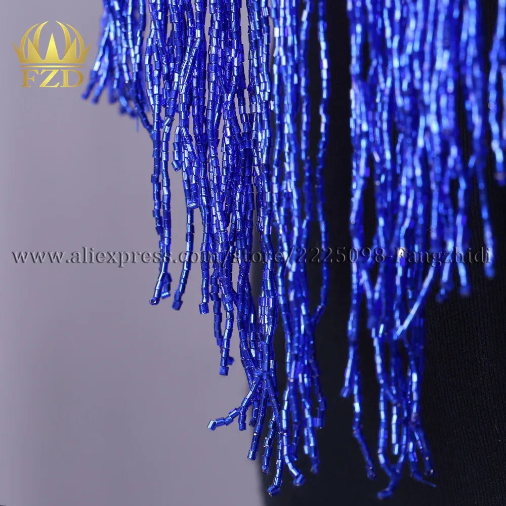 FZD 1 шт. вышитая ткань с синим бисером каменные нашивки с кисточками и стразами кристалл жемчуг для свадебных платьев, DIY декоративная одежда