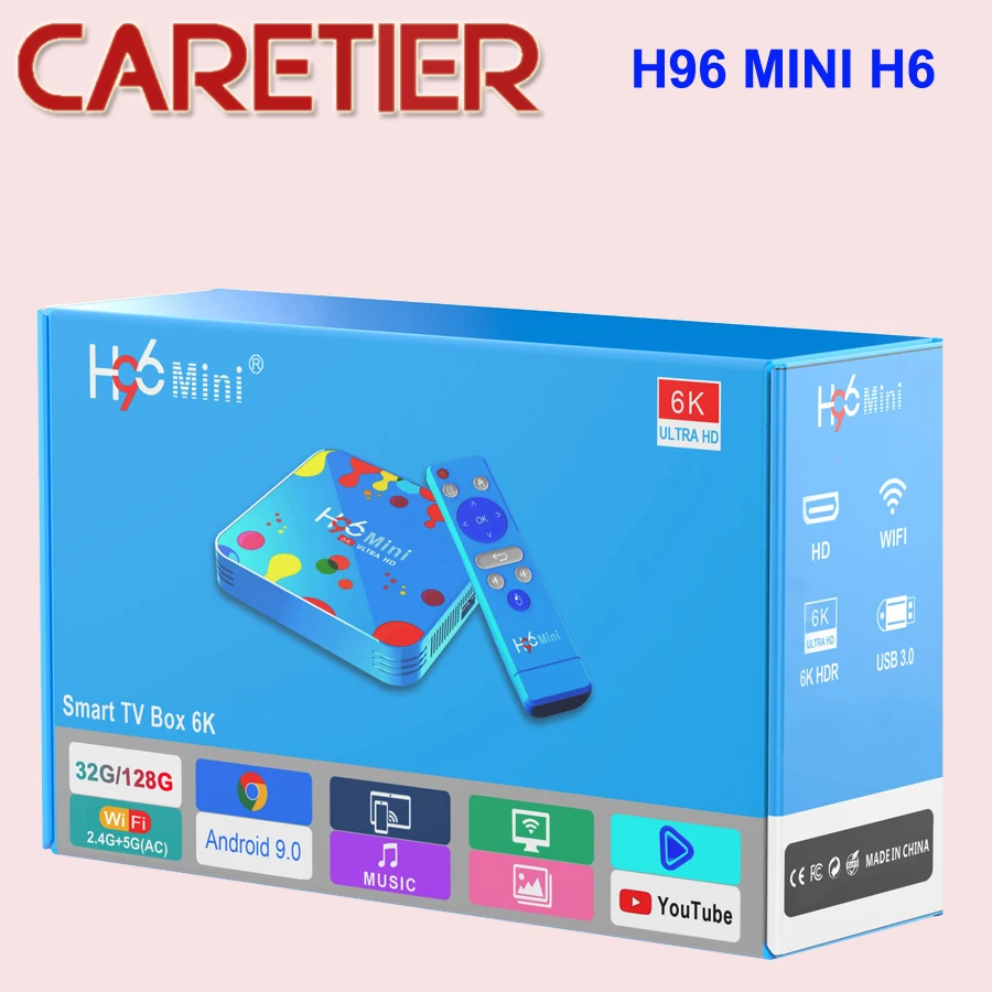 H96 MINI H6 Android 9,0 Smart tv BOX Четырехъядерный 4G DDR3 32G EMMC ROM телеприставка 6K 3D H.265 Wifi медиаплеер приемник 5 шт