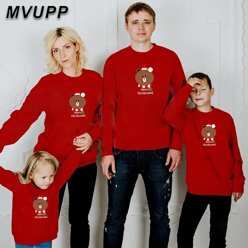 Одинаковые толстовки с капюшоном для всей семьи с рисунком медведя; Толстовка с принтом для папы, сына, мамы, дочки; зимняя одежда; Детский комплект; праздничная одежда