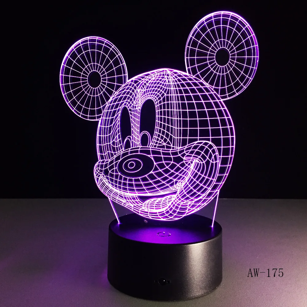 Горячая 3D лампа настольная Led ночник многоцветный мультфильм Микки Маус lampara сенсорная кнопка украшения дома освещение 175