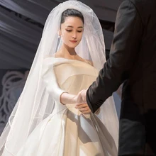 Настоящая фотография, белая/слоновая кость, двухслойная свадебная вуаль, 3,5 м, Мантилья, свадебная вуаль невесты, свадебные аксессуары, Veu De Noiva 45