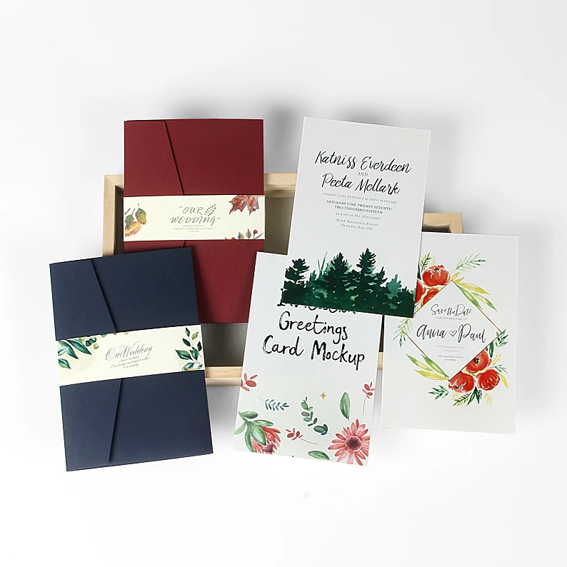 

20pcs European contracted invitation folding design printing custom wedding invitation Thank you card card customization