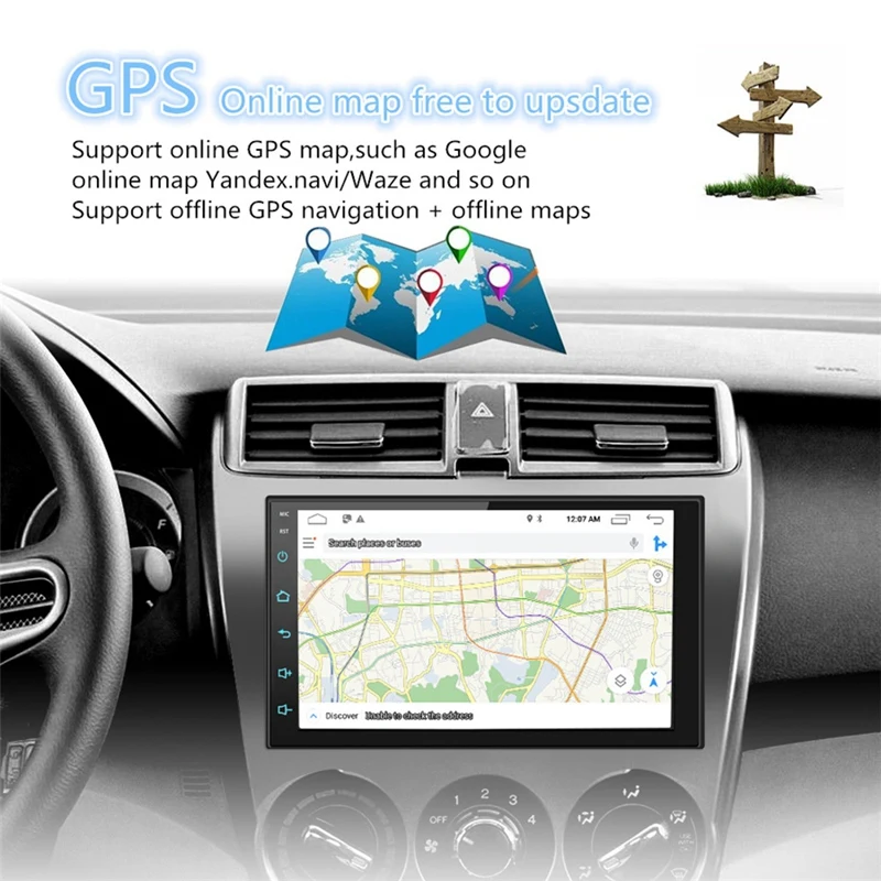 7 дюймов 2Din Универсальный gps навигации Bluetooth автомобильного радио Android 8,1 Wifi автомобильный аудио стерео FM USB MP5 емкостный Пресс Экран Ca