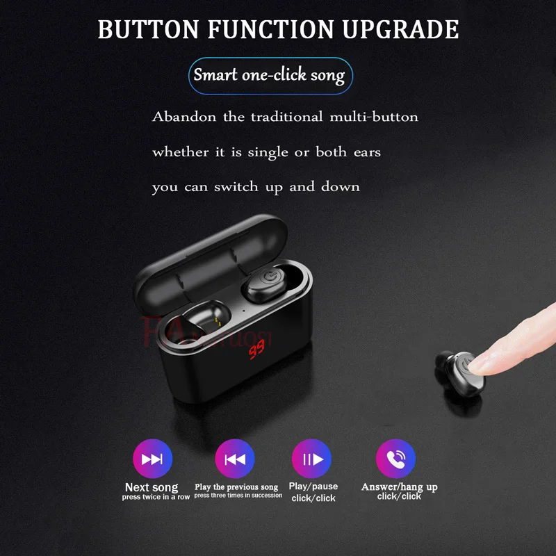 FANGTUOSI Беспроводная гарнитура Bluetooth HBQ Bluetooth 5,0 наушники 3D стерео спортивные громкой связи Наушники с микрофоном зарядная коробка