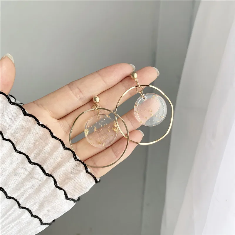 S925 Серебряная игла, модные круглые свисающие серьги из смолы для женщин, корейские трендовые круглые свисающие серьги, ювелирные изделия