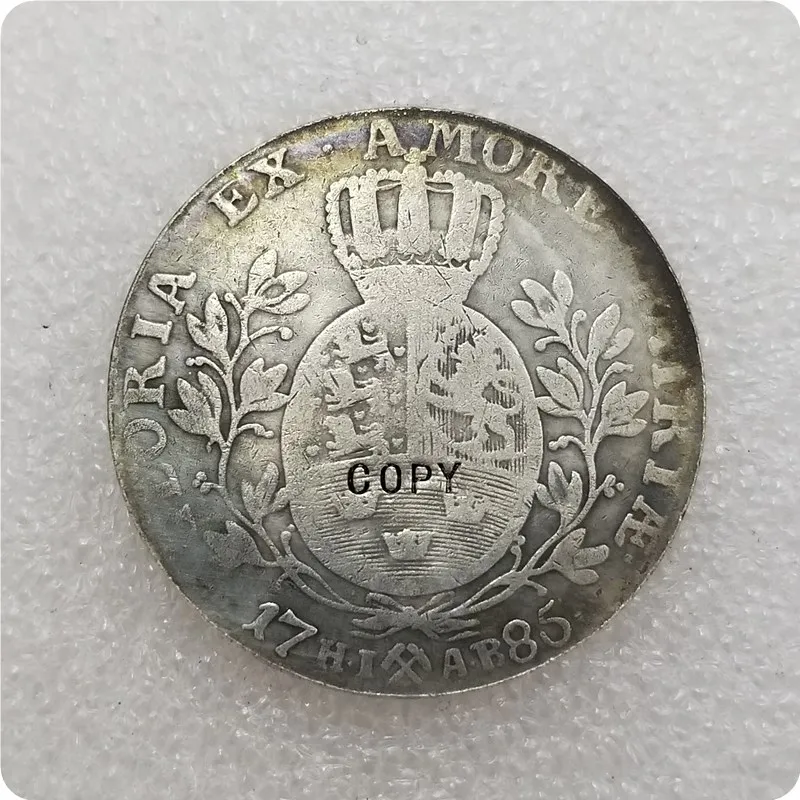 1776-1785 Норвегия 1 Специальное предложение-христианские копии монет VII - Цвет: 1785