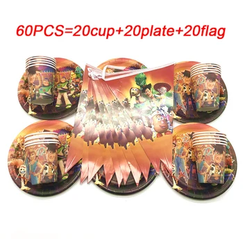 

Disney Party Supplies Paper Plate Cup Flags Toy Story 4 Buzz Lightyear Theme Tableware Set Baby Birthday Party Decoration Banner