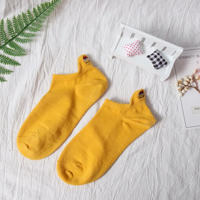one pair Хлопковые милые smaile носки женские короткие забавные носки женские цветные носки женские Харадзюку носки хлопковые модные носки - Цвет: one pair