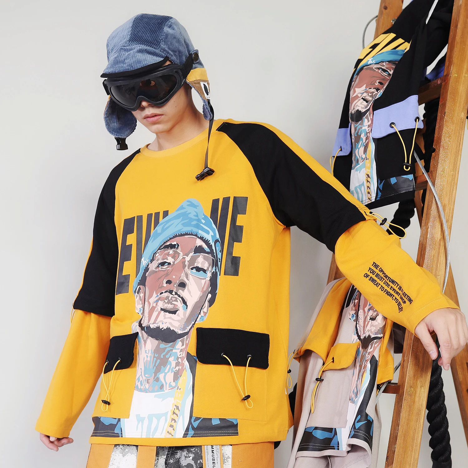 Мужской хлопковый свитшот с принтом в стиле хип хоп|Толстовки и свитшоты| |