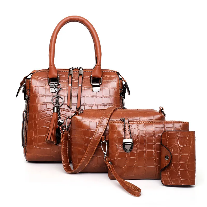 

2019 New Style Korean-style Four-piece Set Hand Different Size Bags Retro Fashion Single-shoulder Bag for Women Oblique Bag