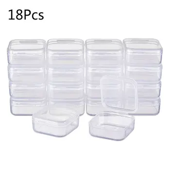 

18pcs Clear Transparent Plastic Storage Box with Lid Pharmacy Drug Classification Jewelry Case Screw Beads Container