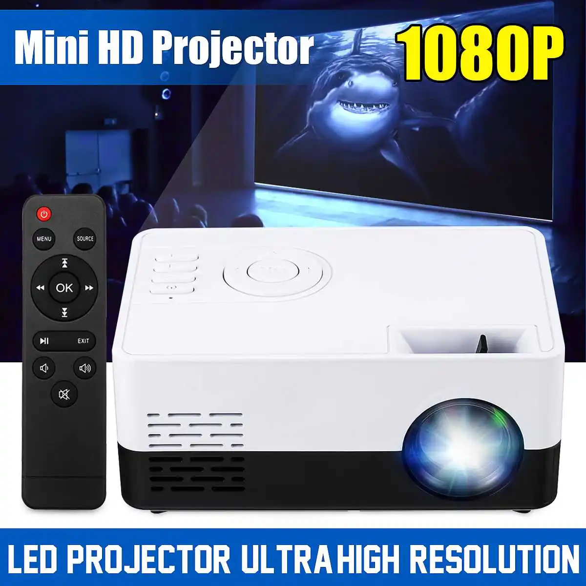 

HD 1080P Portable LED Projector TFT LCD Home Cinema Theater Movie LED Projector bluetooth Video Projector Support AV USB SD HDMI