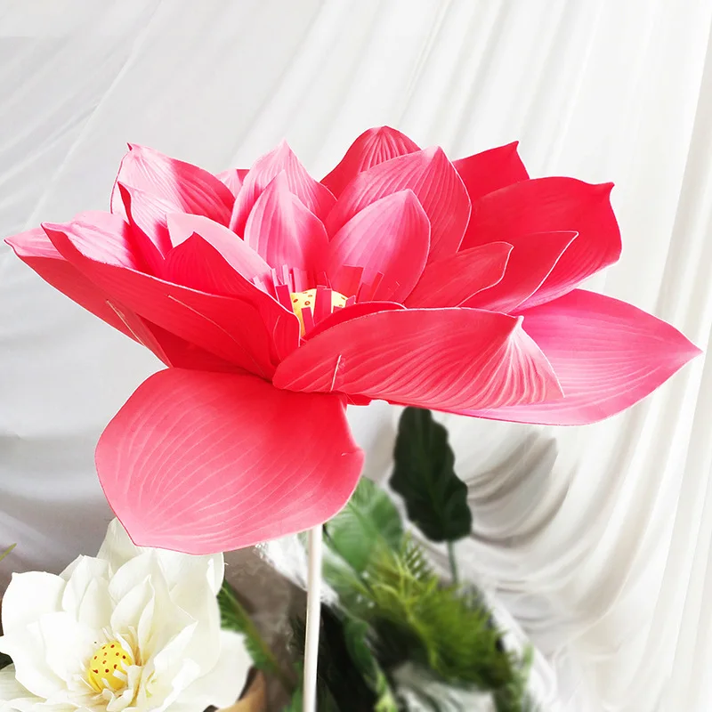 red Lotus Гигантские пенопластовые цветы большая голова лотоса Diy домашний свадебный фон для фотосъемки стены сценическое украшение Модные фиолетовые цветы - Цвет: red Lotus