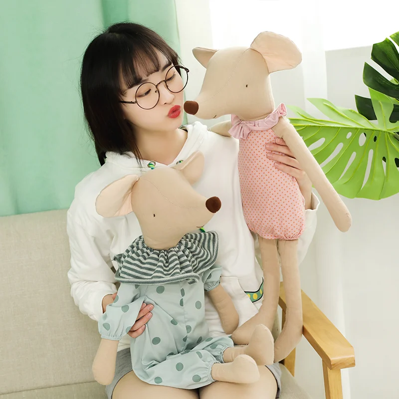 

Creative New Lucky Big Ears Dressed Mouse Cotton Toys Dismountable Delicate Animal Pillow Home Decor Photograph Accessories Gift