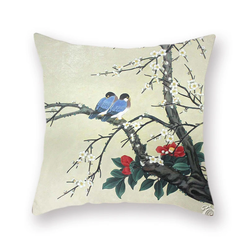 bird-4 Four Seasons Garden Double-sided Cushion Cover Decoration Flamingo Parrot Animal Print Farm Square Pillow Case Accessories - Цвет: bird-4