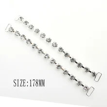  2Pcs/Lot 178mm Single Row Transparent Crystal Rhinestone Buckle DIY Metal Swimming Chain Bikini Jewelry 