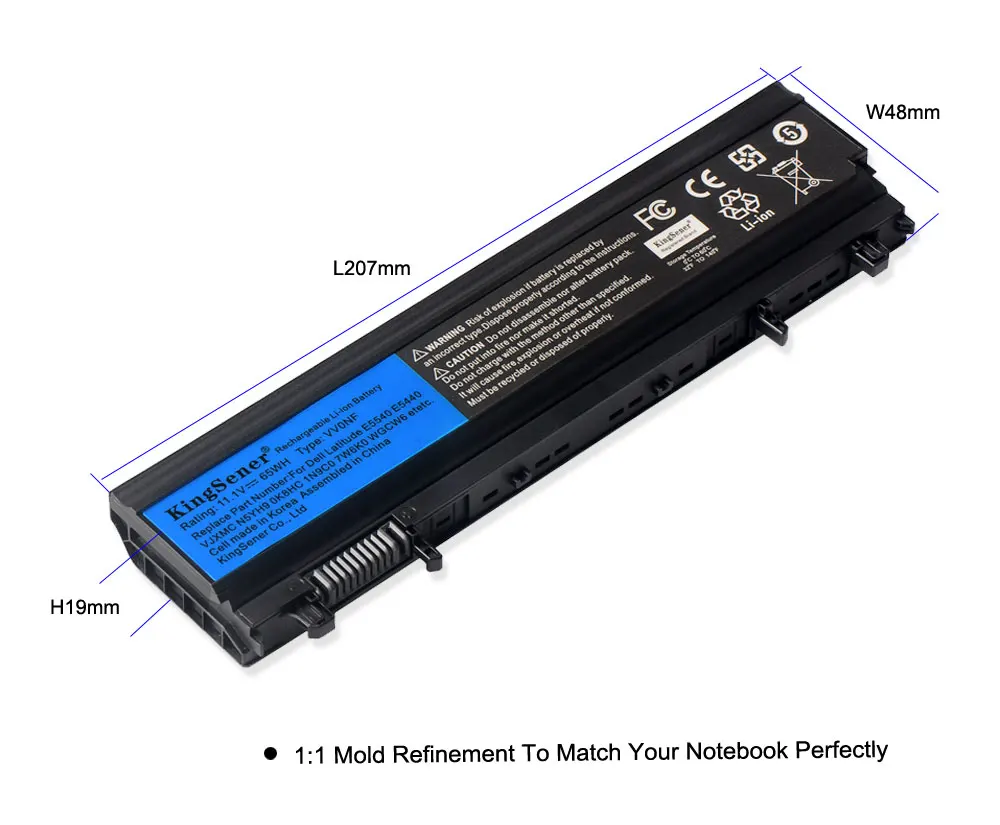 Аккумулятор KingSener VV0NF для ноутбука DELL Latitude E5440 E5540 Series VJXMC N5YH9 0K8HC 7W6K0 FT6D9 11 1 V 65WH|battery for