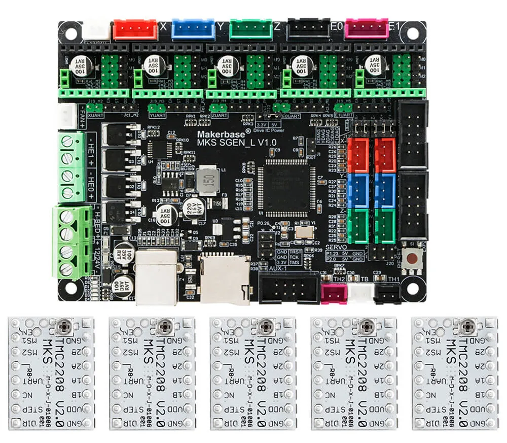 3D плата принтера SGen_L 32-битный контроллер совместим с Marlin2.0 и смузи прошивки. Поддержка несколько типов дисков - Цвет: With 5 x TMC2208V2.0