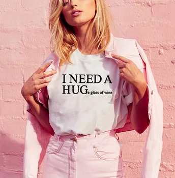 

I NEED A HUG Graphic T Shirt Women Short Sleeve Cotton T shirts Woman Black White Loose T Shirt Women Top Harajuku T Shirt Fe
