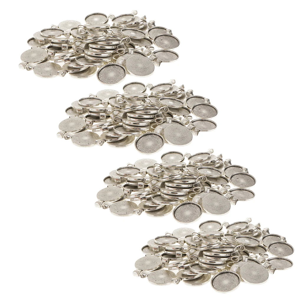 200pcs 25mm Round Pendant Blanks Cameo Bezel Settings Photo Jewelry for DIY Jewelry Making