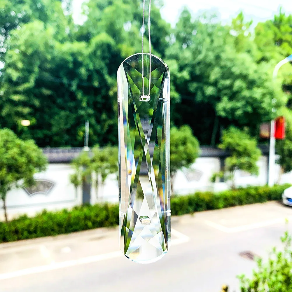100 мм прозрачные 2 отверстия граненые кристаллы Suncatcher кристалл призмы Радуга