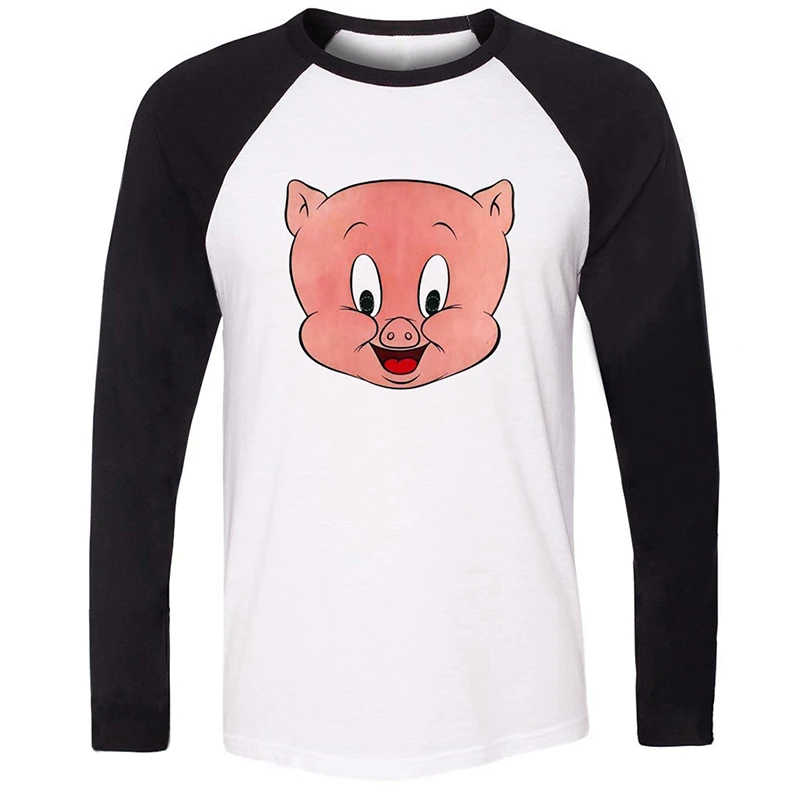 jfRCB1353C Porky Pig Looney Tunes Hungry Taz Mania Looney Tunes Дизайнерская мужская футболка с принтом для парней футболка с графическим принтом хлопковые футболки с длинными рукавами - Цвет: jfRCB1353C