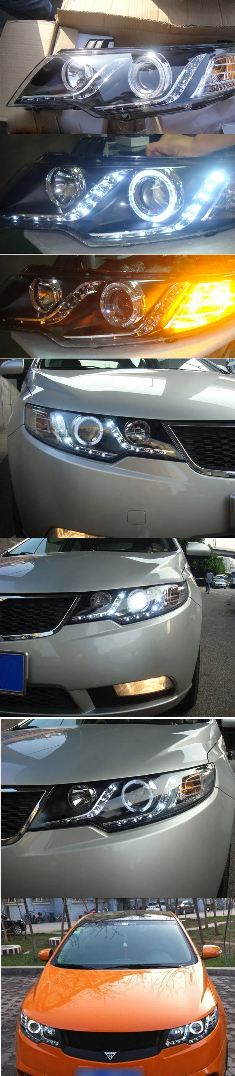 Автомобильный Стайлинг головная лампа для Kia Forte 2009-2013 HID spectora k5 cerato светодиодный фонарь DRL H7/D2H HID Xenon bi xenon объектив Авто Acc