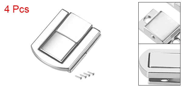 Silver 31x24mm 4pcs uxcell 1/4pcs Toggle Latch 25mm Retro Style Golden/Bronze/Silver Decorative Hasp Jewelry Box Catch with Screws - Цвет: Silver 31x24mm 4pcs