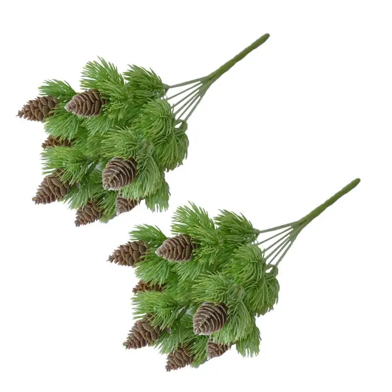 2pcs 2 шт., искусственный цветок, Рождественская сосна, конус с ветками Холли, Рождественское украшение для свадьбы, домашний Цветочный декор, цветочные изделия - Цвет: 2pcs