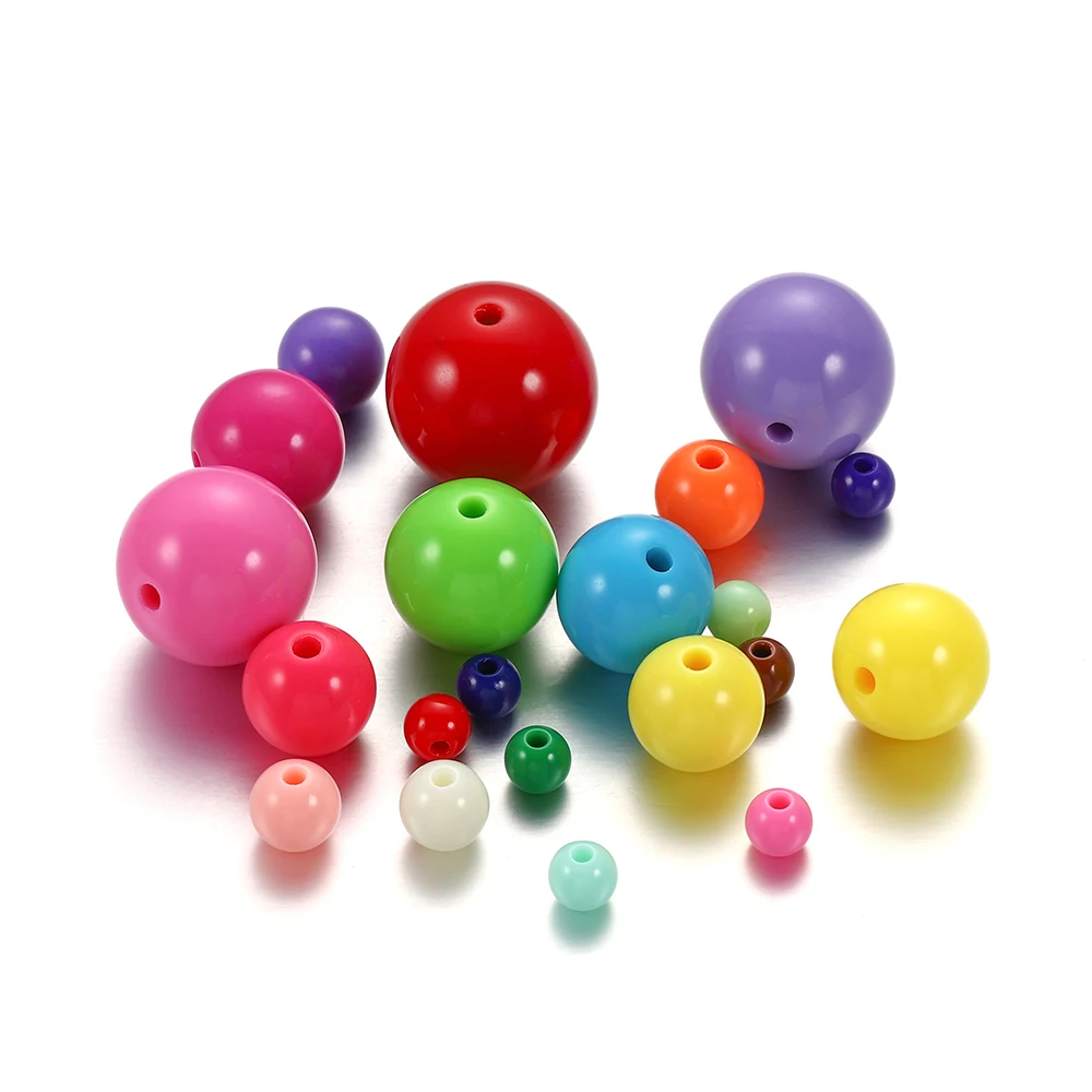 30-50 stücke 6-12mm Acryl Runde Perlen Candy Farbe Lose Spacer Perlen Handwerk Für DIY Schmuck finden Liefert Zubehör – Detail 7