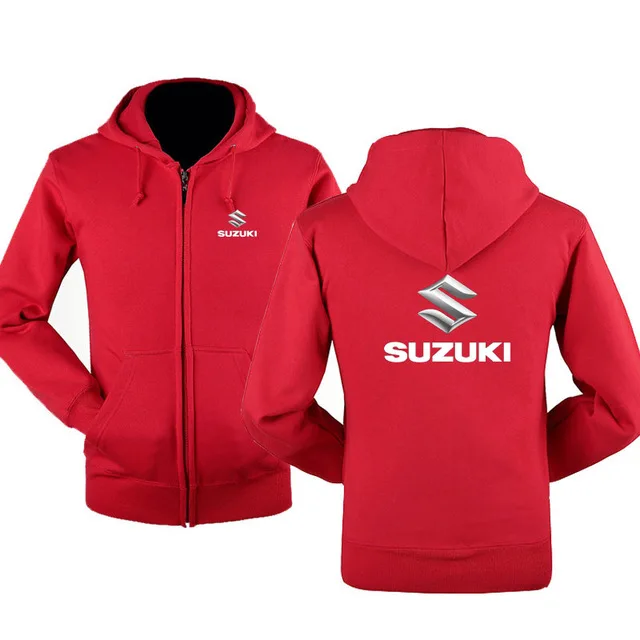 Зимняя мужская толстовка с капюшоном, логотип Suzuki, толстовки с длинным рукавом, Мужская толстовка на молнии, мужские толстовки с капюшоном, куртка X - Цвет: Белый