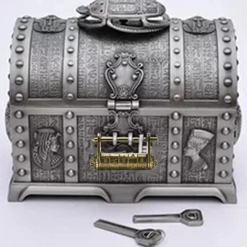 Antique locks 1Piece Five Wheeled Padlock Room Escape Lettering Padlock Chinese Retro Can Open Antique Text Password Lock Box Decoration Party Diy Decorations