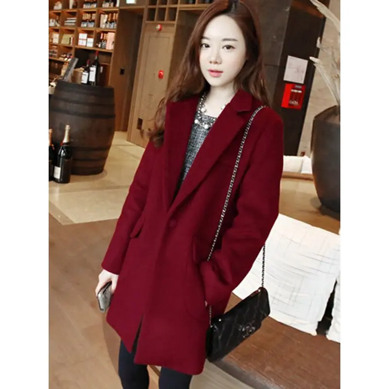 

2019 Wool Trench Coat Feminino Office Ladies Winter Casual Vintage Women Long Trench Coats Autumn Woolen Overcoat Korean Style