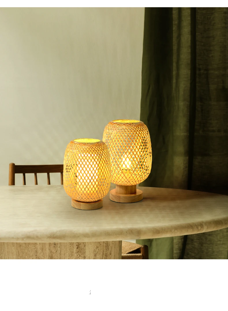 Table Lamp Handmade Bamboo Wooden Light