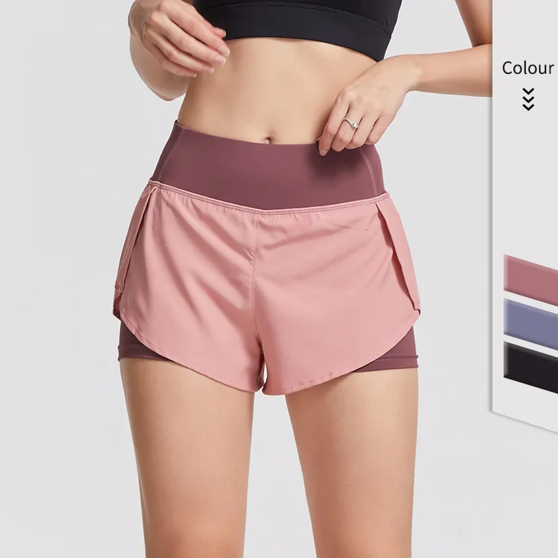 Double Layer Yoga Shorts for Women Summer Keep Fit Running Anti-Exposure Short Pants Solid Athletic Workout | Спорт и развлечения