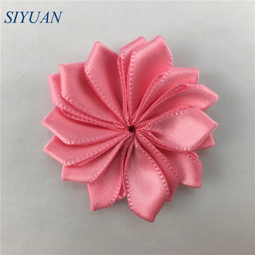pink 10 шт./лот, 4 см, многослойный лепесток, атласный цветок, мини швейный декор, цветок с зажимом для волос, Детские милые головные уборы, аксессуары TH241 - Цвет: pink
