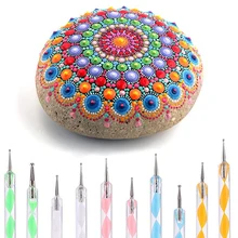 16 pièces Mandala pointage outils ensemble bricolage pierre gaufrage Dot Kit pour peinture roches Mandala poterie stylo pochoir modèle Kit travail manuel