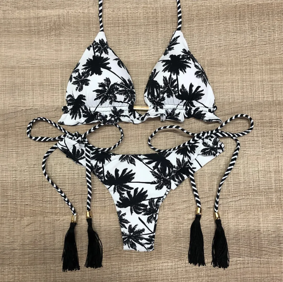 Sexy Floral Print Bikinis Striped Patchwork Swimsuit Women Bandage Bikini Set Swimwear Brazilian Beachwear New Bathing Suit Bikini Sethigh waisted bikini set