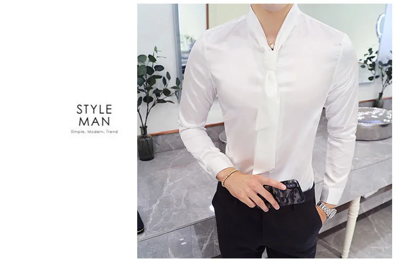 3 Одноцветный галстук рубашка мужская с длинным рукавом Slim Fit рубашка-смокинг розовая Свадебная рубашка жениха Мужская Chemise Homme Manche Longue плюс размер 5xl