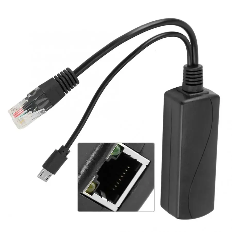 POE Мини-Сплиттер Сепаратор 48V 5V Micro USB Питание адаптер 15 Вт Кабель для передачи данных