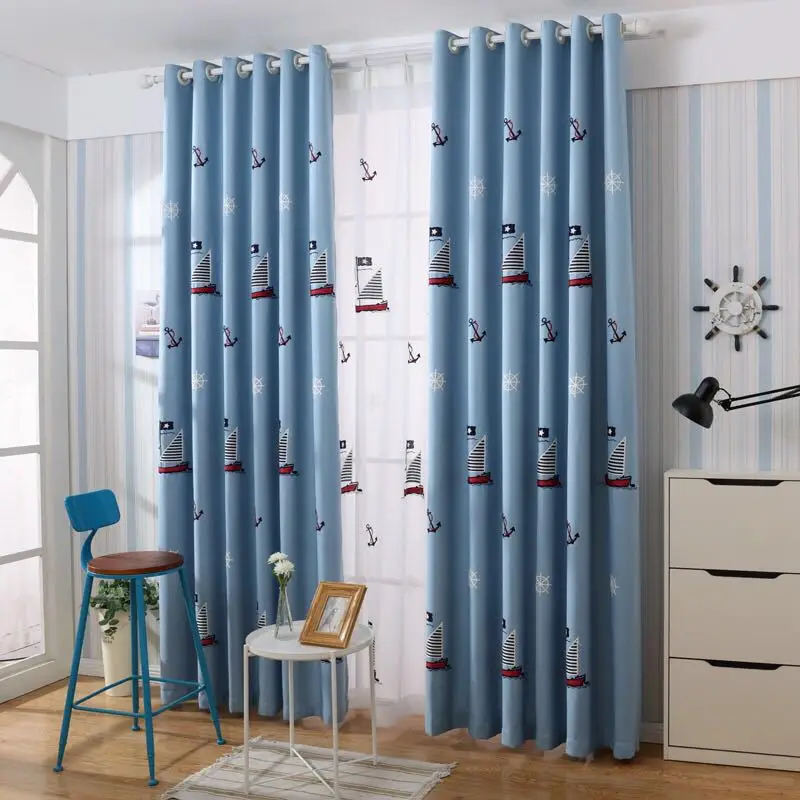 Custom Made Bedroom Children Window Curtain Blue Boy Kids Curtains And Tulle For Living Room Blackout Embroidered Curtain 3