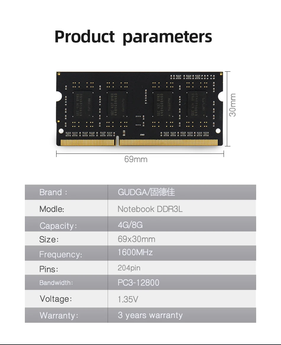 GUDGA DDdr3NB 8 Гб 1600 Sodimm Ram Memoria для ноутбука Ddr 3 МГц Ddr3 ноутбук|Оперативная память| |
