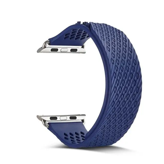 Синий Тканый силиконовый ремешок для спортивных часов для Apple Watch band 44 мм 38 мм 42 мм 40 мм iwatch series 5 4 3 2 плетеный резиновый браслет - Цвет ремешка: Синий