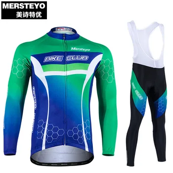 

2020 MERSTEYO Breathable Cycling Jersey sets Long sleeve bike sportswear BIB short Thin elastic MTB Spring/ autumn Bike clothing