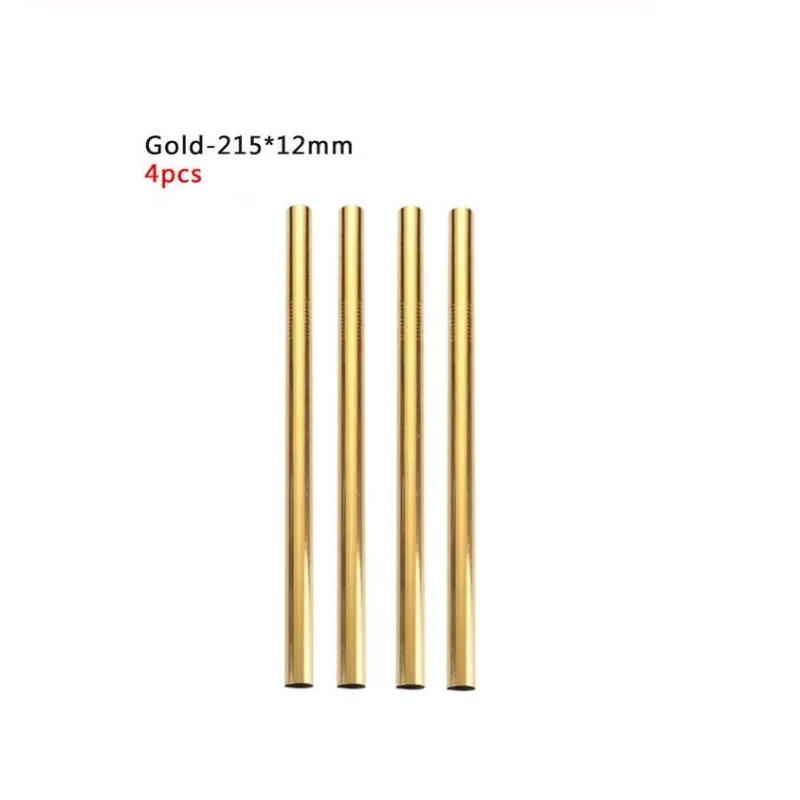 Gold 4pcs Сверхширокая соломинка, многоразовая, 304 нержавеющая сталь, соломинка для питья, металлическая соломинка для смузи, тапиока, жемчуг, чай из молочных пузырей - Цвет: Gold 4pcs