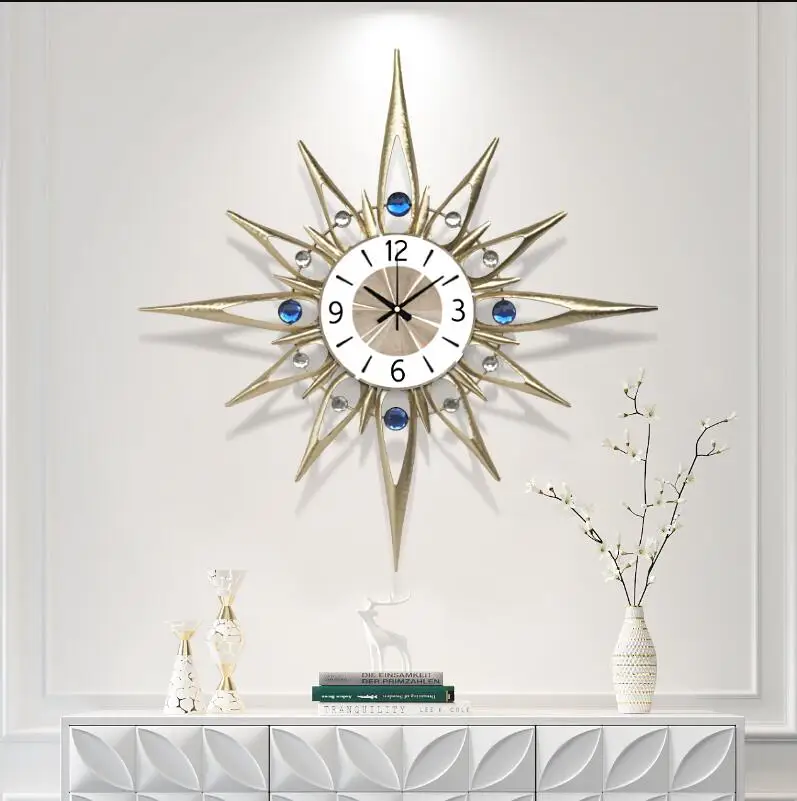 Simple Modern Wrought Iron Wall Clocks Crafts Ornaments Home Livingroom Wall Sticker Decoration Hotel Office 3D Wall Clock Mural
