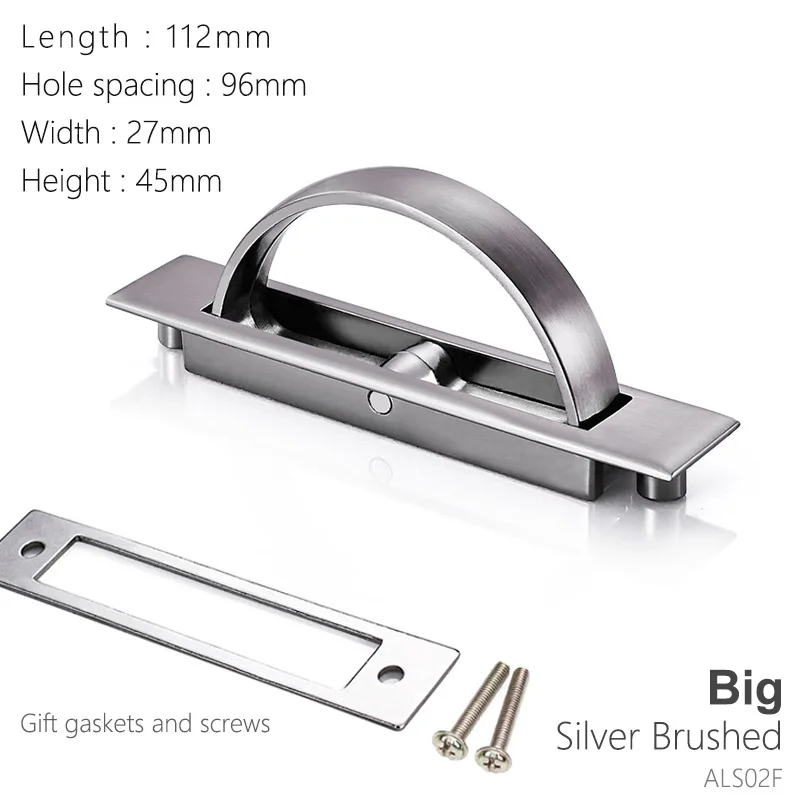 Silver Big Татами ручка для внутренней мебели современный скрытый встроенный перевернутый дверной ручки напольный шкаф Скрытая ручка выдвижной ящик - Цвет: Silver Big
