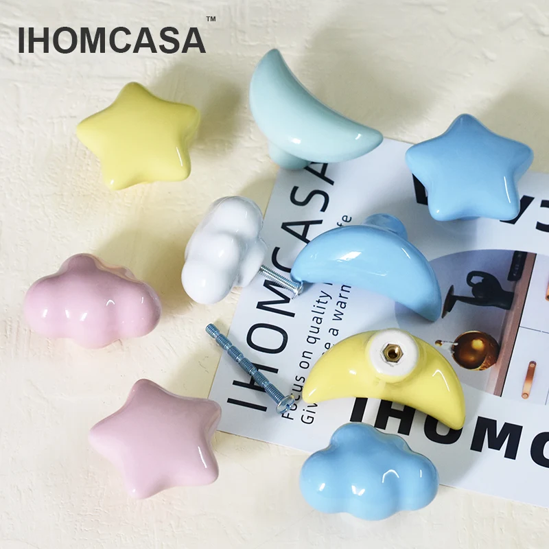IHOMCASA мебель для детской комнаты керамические ручки шкафа облака Луна Звезды в