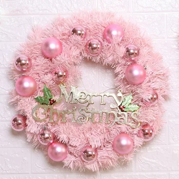 

40cm Artificial Christmas Wreath Garland With Ball Baubles Ornament For Front Door Wall Hanging Decoration Guirnalda Navidad